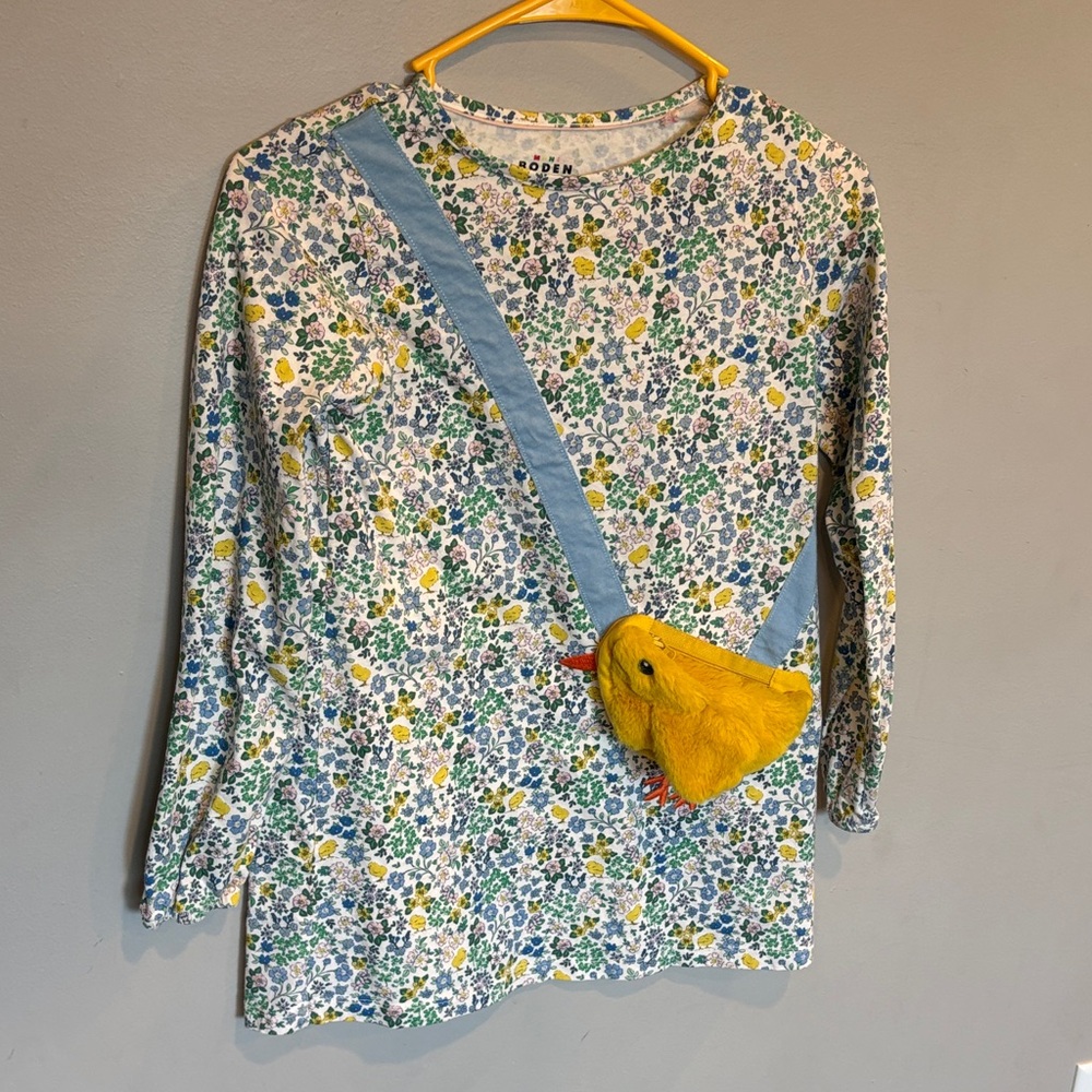 Boden Floral Long Sleeve Kids Tee - Blue and Yellow